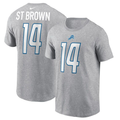 Shop Nike Amon-ra St. Brown  Gray Detroit Lions  Player Name & Number T-shirt