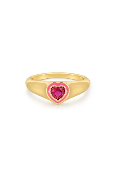 Shop Luv Aj Heart Signet Ring In Gold
