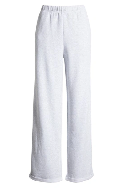 Shop Skims Cotton Blend Fleece Classic Straight Leg Pants In Light Heather Gray