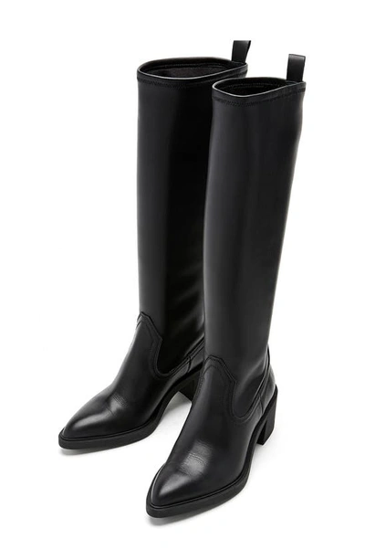 Shop La Canadienne Paton Waterproof Pointed Toe Knee High Boot In Black Leather