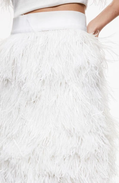 Shop Alice And Olivia Cina Ostrich Feather Miniskirt In Ecru