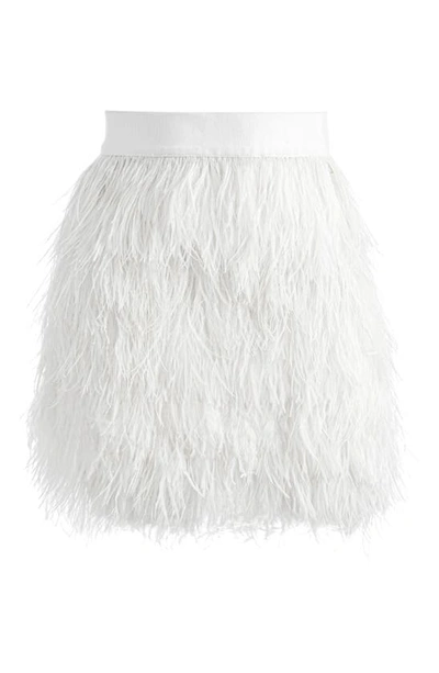 Shop Alice And Olivia Cina Ostrich Feather Miniskirt In Ecru