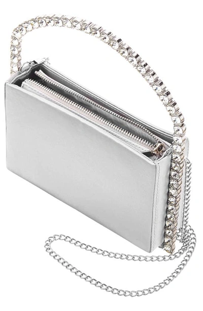 Shop Nina Crystal Frame Top Handle Bag In New Silver