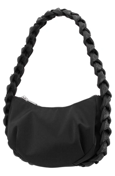 Shop Nina Braided Detail Hobo Bag In Black