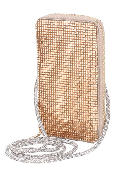 Shop Nina Crystal Phone Crossbody Bag In Gold
