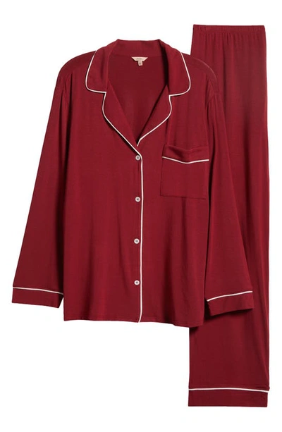 Eberjey Gisele Jersey Knit Pajamas In Sangria/ Ivory