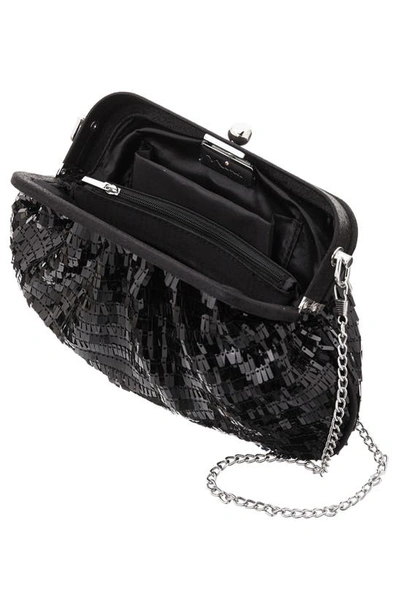 Shop Nina June Sequin Frame Clutch In Black