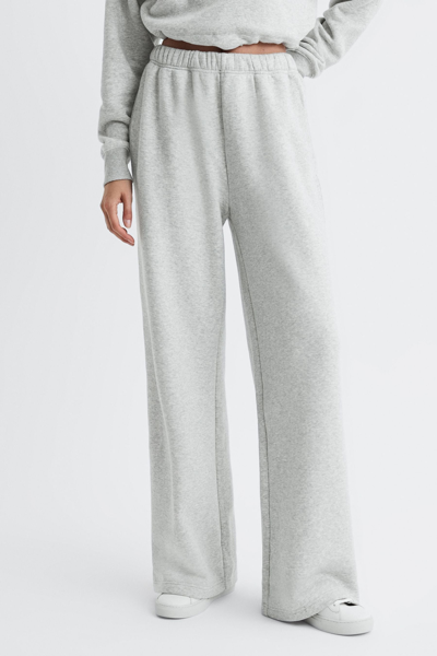 Good American Good Cotton Blend Wide Leg Joggers In Grey