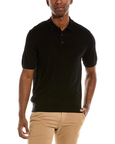 Shop Bruno Magli Merino Wool Polo Shirt In Black