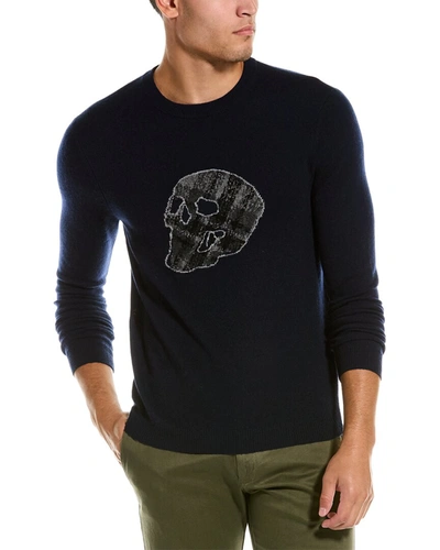 Shop Autumn Cashmere Plaid Skull Jacquard Sweater In Blue