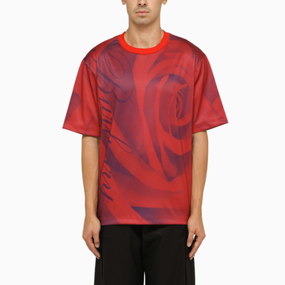 Shop Burberry Multicoloured Printed Crew-neck T-shirt In Red