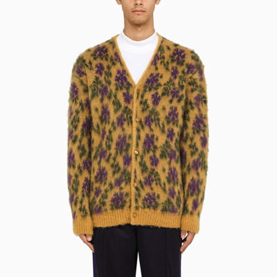 Shop Needles Ochre Floral Cardigan In Yellow