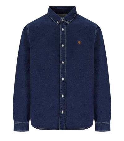 Shop Carhartt L/s Weldon Blue Shirt