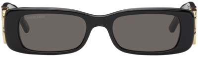 Shop Balenciaga Black Dynasty Sunglasses In Black-gold-grey