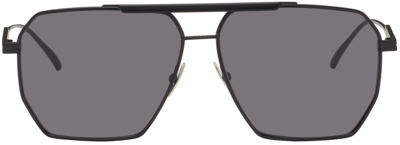 Shop Bottega Veneta Black Classic Aviator Sunglasses In Black-black-grey