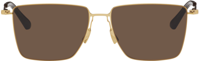Shop Bottega Veneta Gold Ultrathin Sunglasses In Gold-gold-brown
