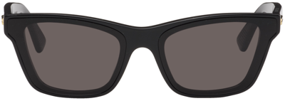 Shop Bottega Veneta Black Cat-eye Sunglasses In Black-black-grey