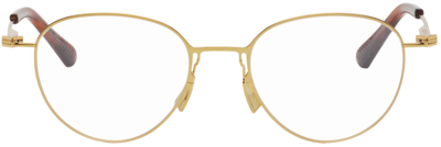 Shop Bottega Veneta Gold Round Glasses In Gold-gold-transparen