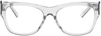 Shop Balenciaga Gray Square Glasses In Grey-grey-transparen