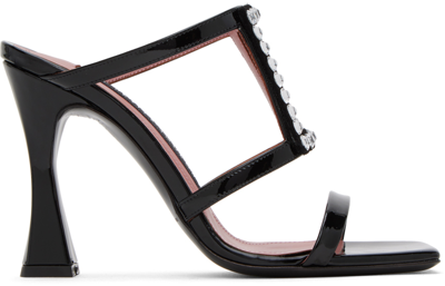 Shop Les Petits Joueurs Black Hoya Heeled Sandals In Patent Black Strass