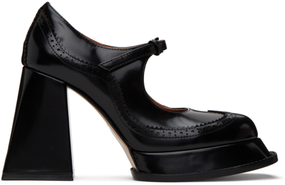 Shop Shushu-tong Black Oxford Heels In Ba100 Black