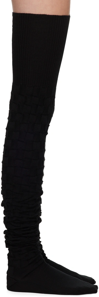 Shop Andrej Gronau Ssense Exclusive Black Check Over-the-knee Socks