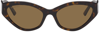 Shop Balenciaga Tortoiseshell Cat-eye Sunglasses In 002 Havana