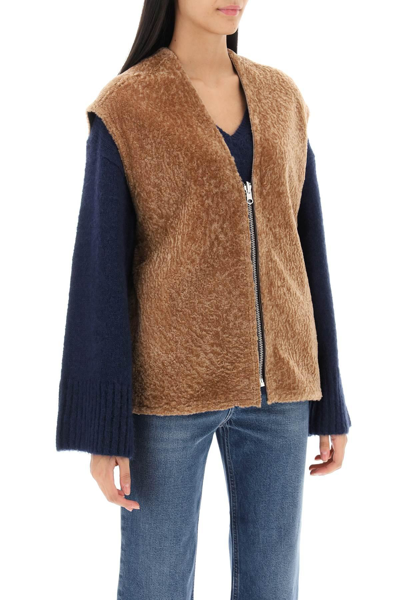 Shop By Malene Birger Veronicas Reversible Shearling Vest In Beige,brown
