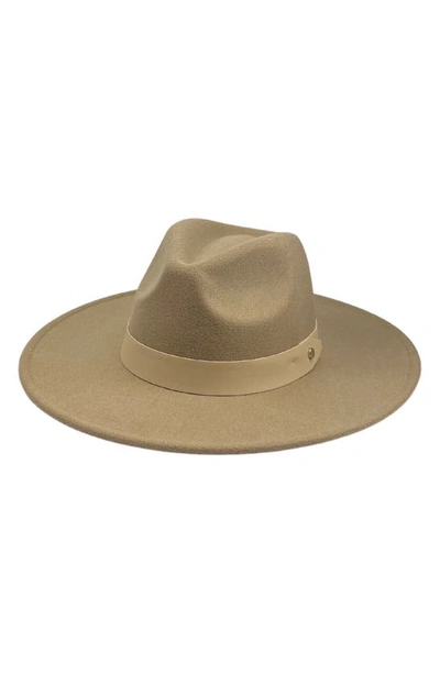 Shop Marcus Adler Vegan Leather Trim Felt Fedora In Camel