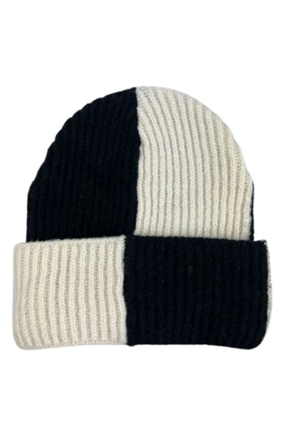 Shop Marcus Adler Checkered Knit Beanie In Black