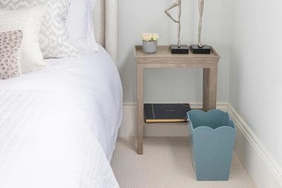 Addison Ross Ltd Uk Chambray Blue Lacquered Scallop Bin – Limited Edition