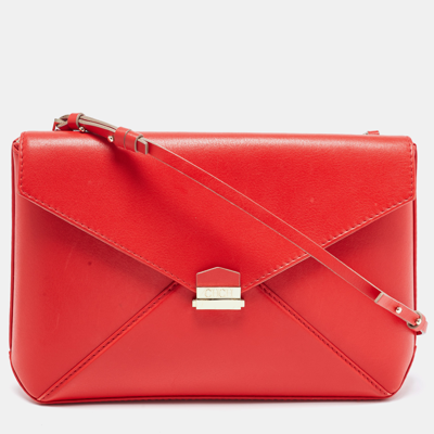 Pre-owned Ch Carolina Herrera Red Leather Envelope Flap Shoulder Bag