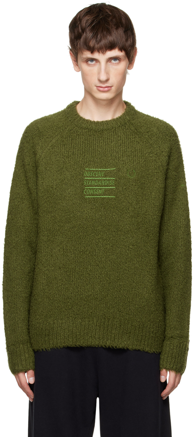 Shop Raf Simons Green Fred Perry Edition Sweater In M26 Chive
