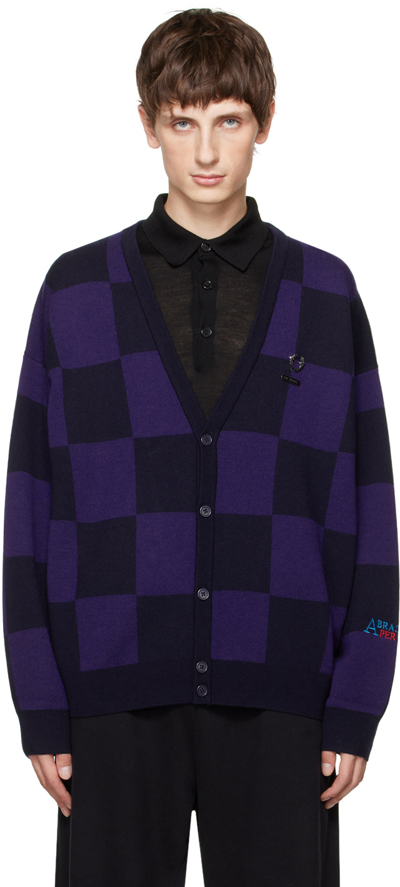 Shop Raf Simons Navy & Black Fred Perry Edition Cardigan In 608 Navy