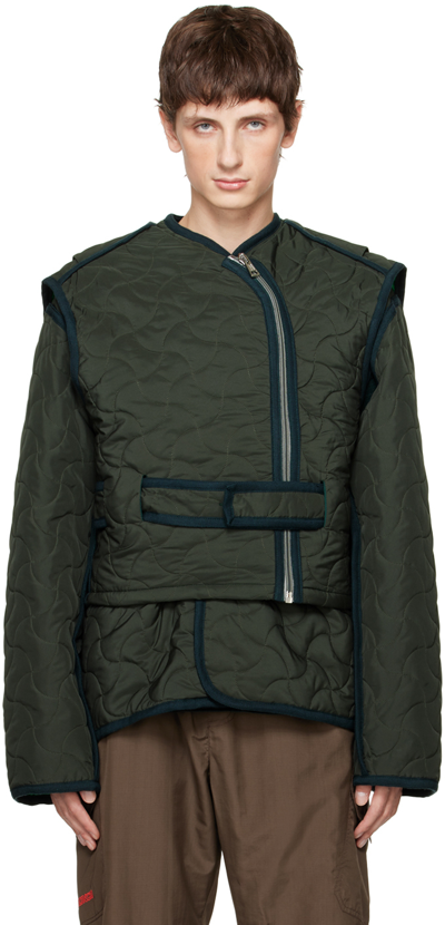 Shop Robyn Lynch Khaki Vest & Jacket Set In 24496987 Pine Green