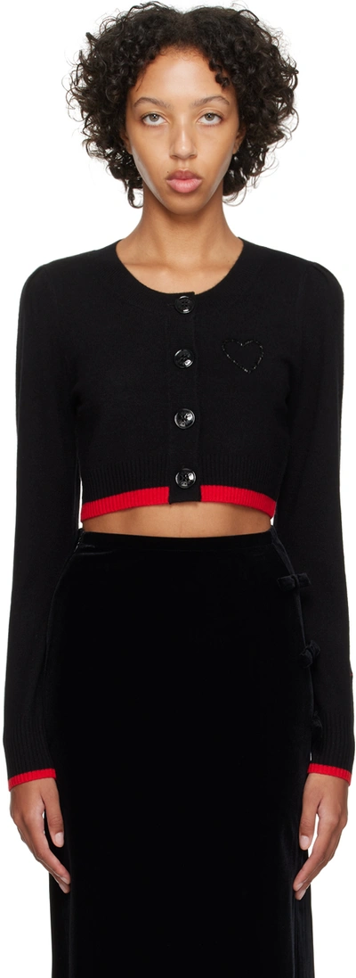 Shop Ganni Black Cropped Cardigan In 099 Black