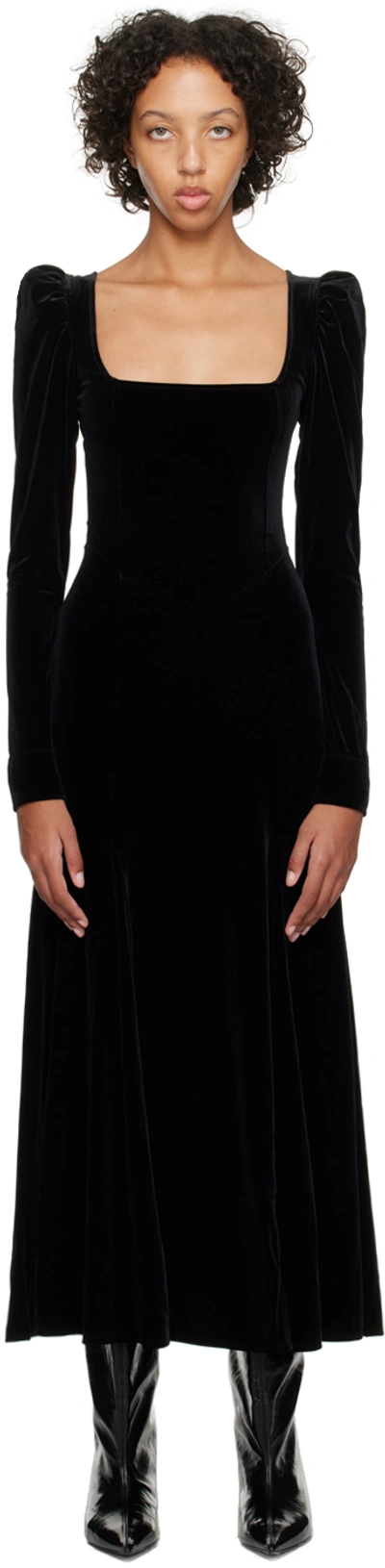 Shop Ganni Black Puff Sleeve Maxi Dress In 099 Black