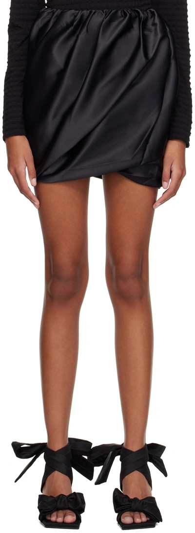 Ganni Womens Black Puffed-hem Stretch-recycled Polyester Mini Skirt In 099 Black