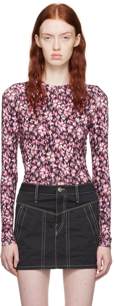 Shop Isabel Marant Étoile Pink Leonio Blouse In Mipk Midnight/pink