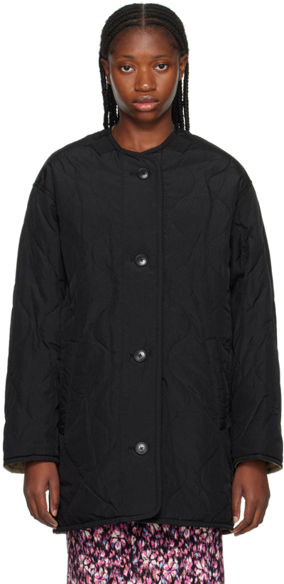 Shop Isabel Marant Étoile Black Quilted Reversible Coat In 01bk Black