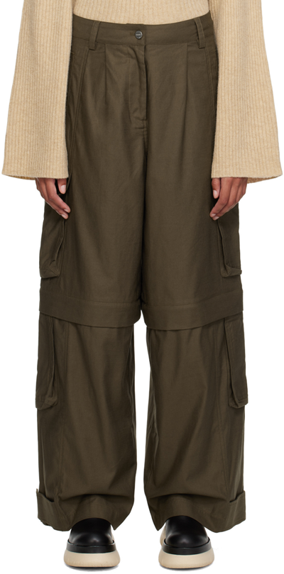 Shop Holzweiler Khaki Ebba Trousers In 1309 Olive Green