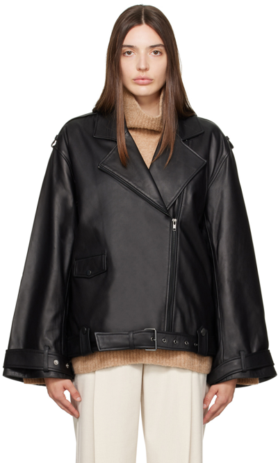 Shop Camilla And Marc Black Saphia Leather Jacket In Dblk Black