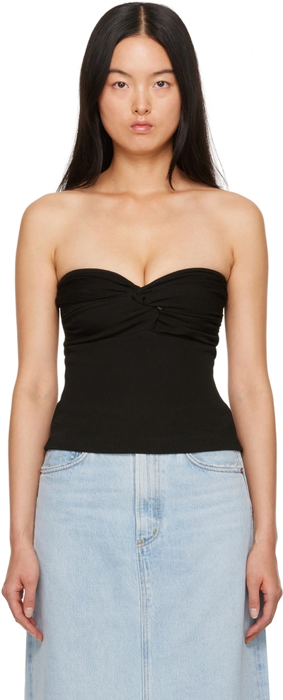 Agolde Tonia Twist Strapless Tube Top In Black