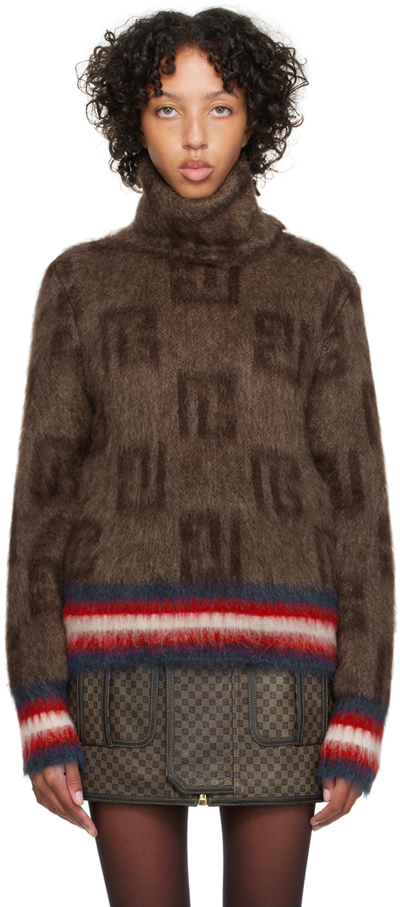 Shop Balmain Brown Monogram Sweater In Wfp Marron/marron