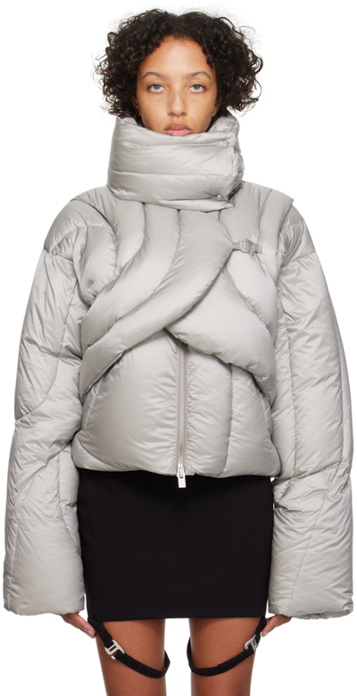 Shop Heliot Emil Gray Connective Down Jacket In Light Grey