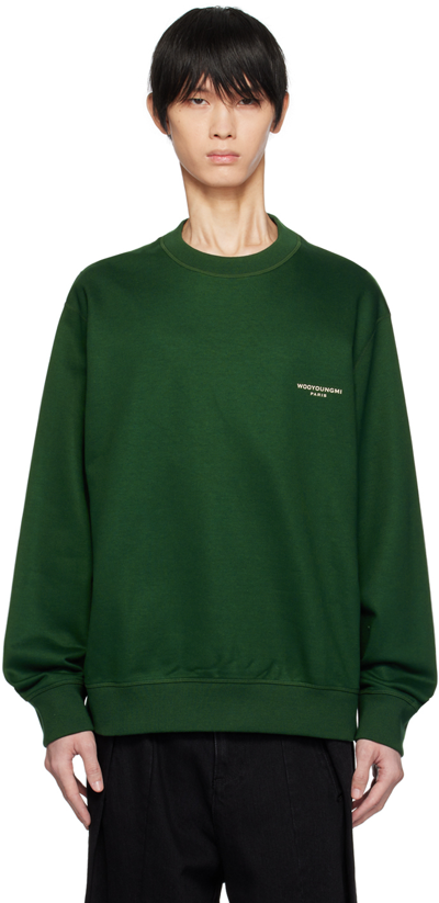 Shop Wooyoungmi Green Square Label Sweatshirt In Fresh Green 718f