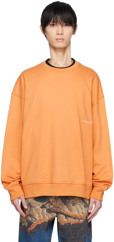 Shop Wooyoungmi Orange Leather Patch Sweatshirt In Salmon 716s