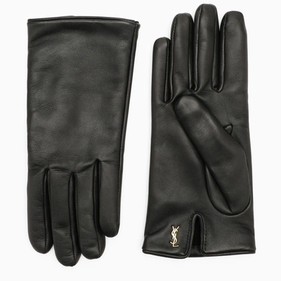 Shop Saint Laurent Black Nappa Leather Gloves