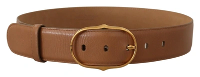 Shop Dolce & Gabbana Elegant Gold Buckle Leather Women's Belt In Brown