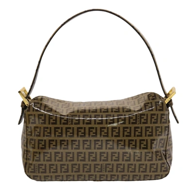 Shop Fendi Baguette Brown Canvas Shoulder Bag ()